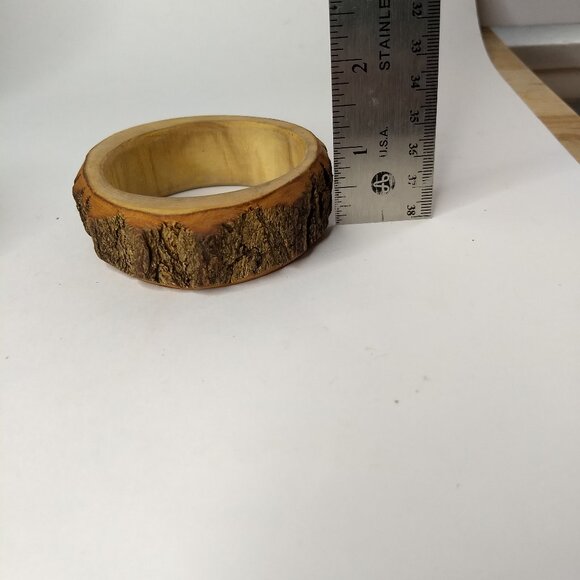 Carved Wood Bark Bracelets Lot 3 Farmhouse Fairy Cottagecore Hippie Boho Granola - Picture 11 of 15